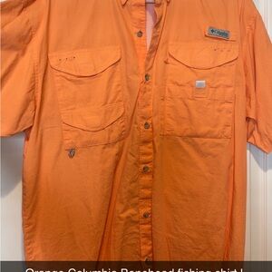 Columbia Orange Fishing Shirt Lightweight Outdoor Essential